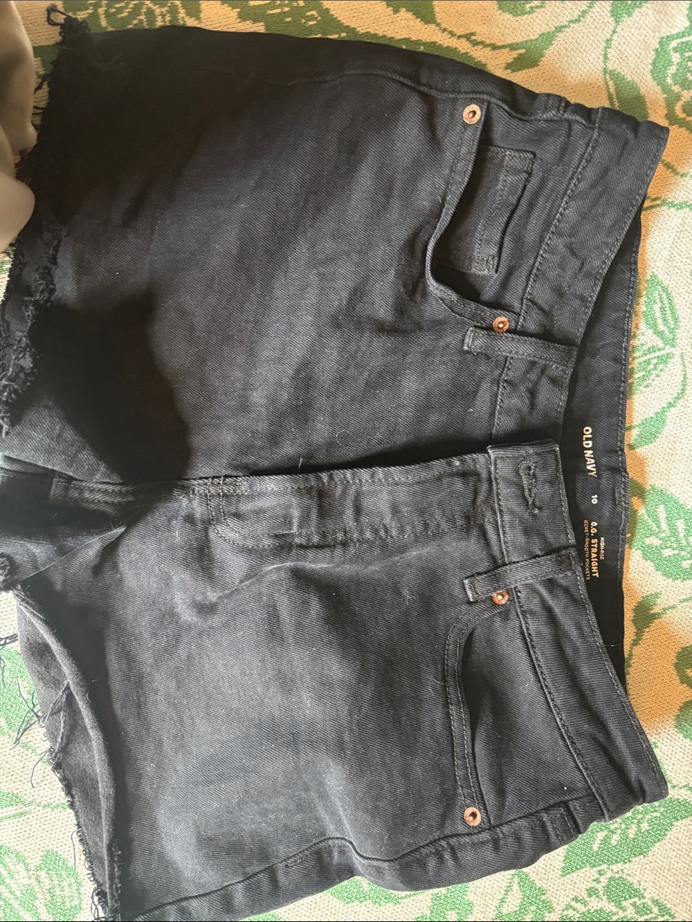 Old Navy Black Frayed Hem Denim Shorts